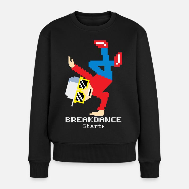 Pixel Breakdance B-Boy | Retro 8-Bit Hip Hop  - Frauen Premium Bio Pullover - Schwarz