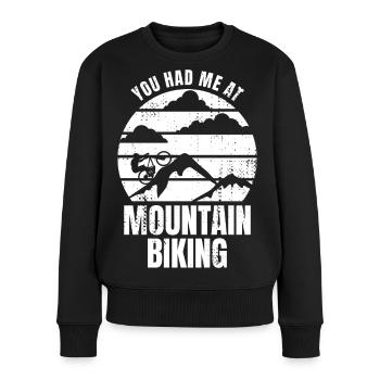Mountainbikefahrer - Frauen Premium Bio Pullover - Schwarz - Vorne - Julia (174cm)