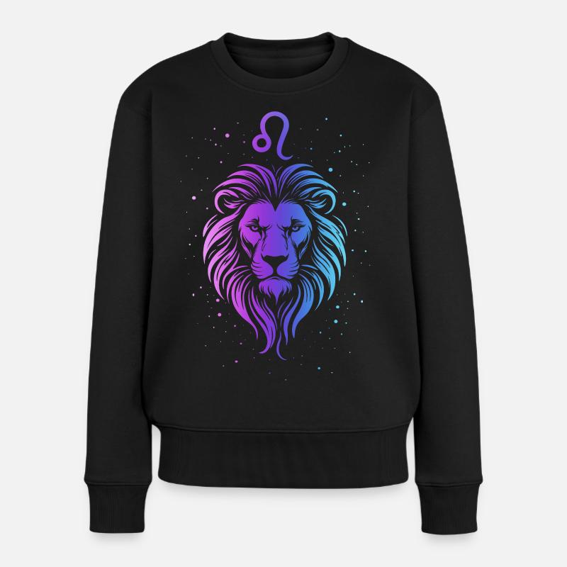 Lion – signe néon du zodiaque - Pull Premium bio Femme - noir