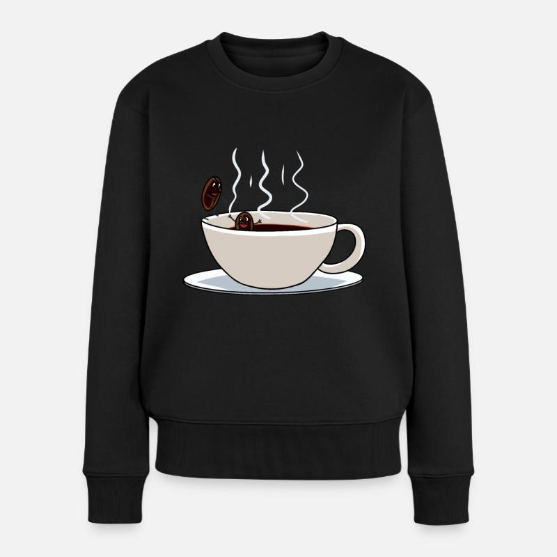 Kaffee Kaffeebohne Coffeeshop Morgens Drama Retter - Frauen Premium Bio Pullover - Schwarz