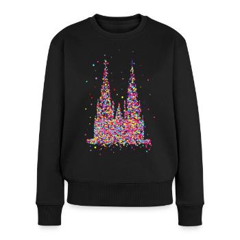 Kölner Dom, Konfetti - Frauen Premium Bio Pullover - Schwarz - Vorne - Julia (174cm)
