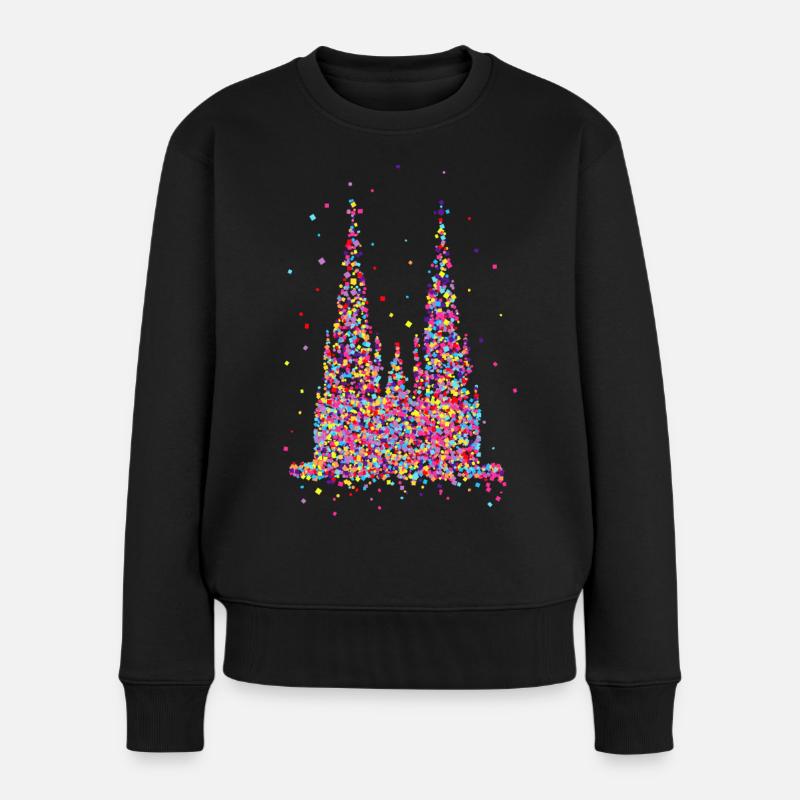 Kölner Dom, Konfetti - Frauen Premium Bio Pullover - Schwarz