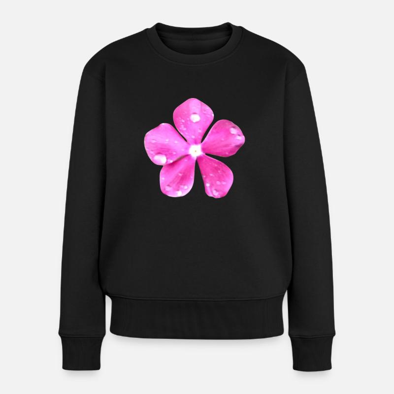 Blume Hippie - Frauen Premium Bio Pullover - Schwarz