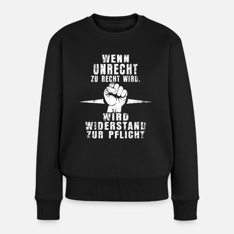 Statement-Shirt: Pflicht zum Protest - Frauen Premium Bio Pullover - Schwarz