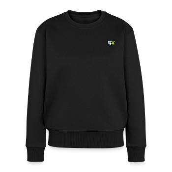 Finnland Jamaika Flagge Herz - Frauen Premium Bio Pullover - Schwarz - Vorne - Julia (174cm)