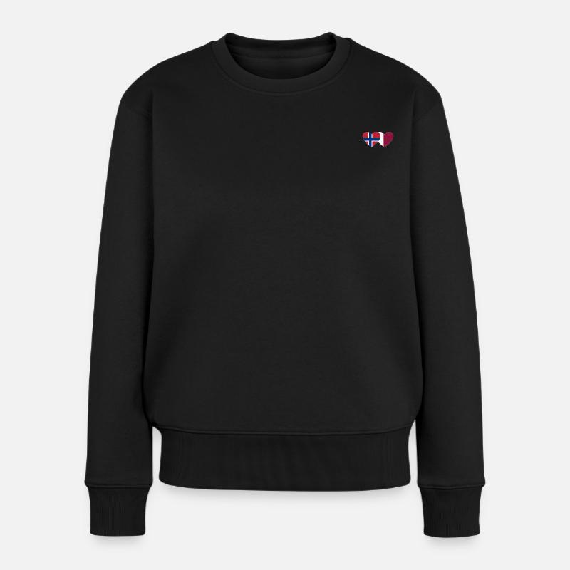 Norwegen Katar Flagge Herz - Frauen Premium Bio Pullover - Schwarz
