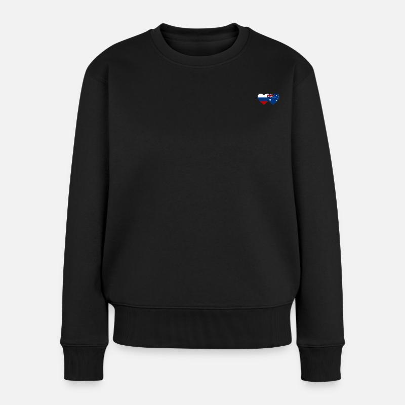 Russland Australien Flagge Herz - Frauen Premium Bio Pullover - Schwarz