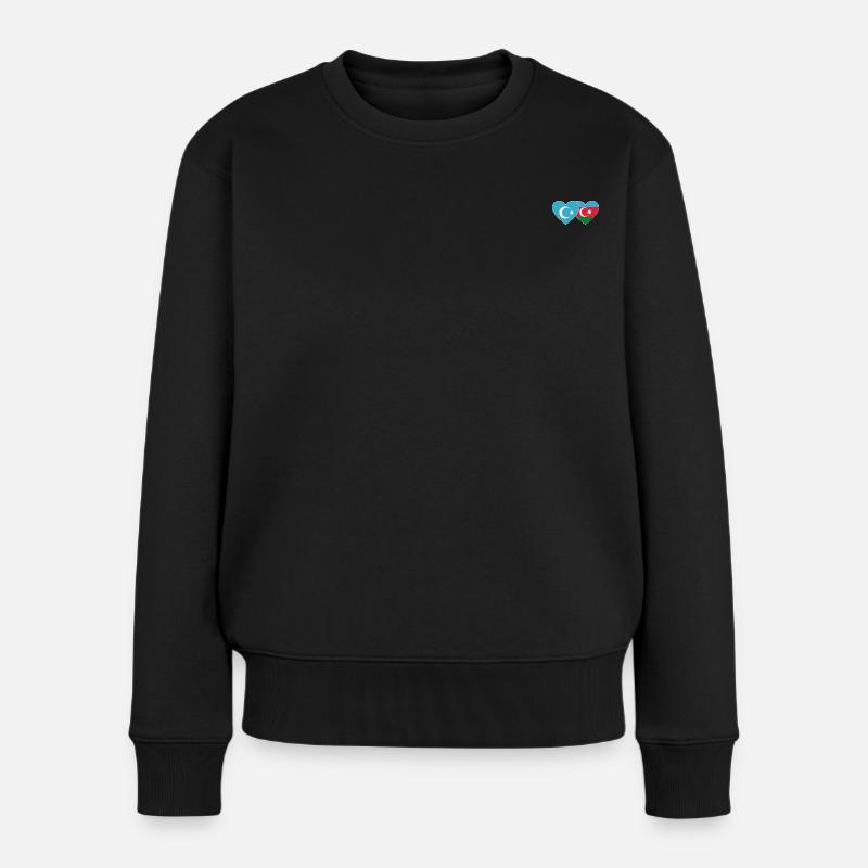 Uiguren Azerbaycan Flagge Herz - Frauen Premium Bio Pullover - Schwarz