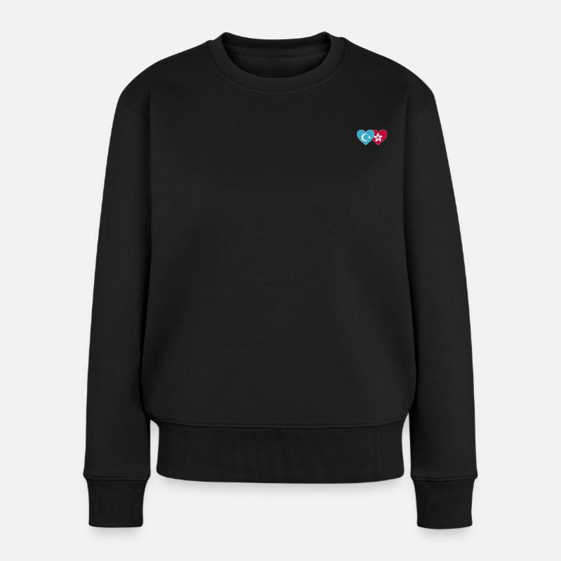 Uiguren Hongkong Flagge Herz - Frauen Premium Bio Pullover - Schwarz