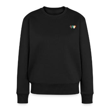 Turkmenistan Irland Flagge Herz - Frauen Premium Bio Pullover - Schwarz - Vorne - Julia (174cm)