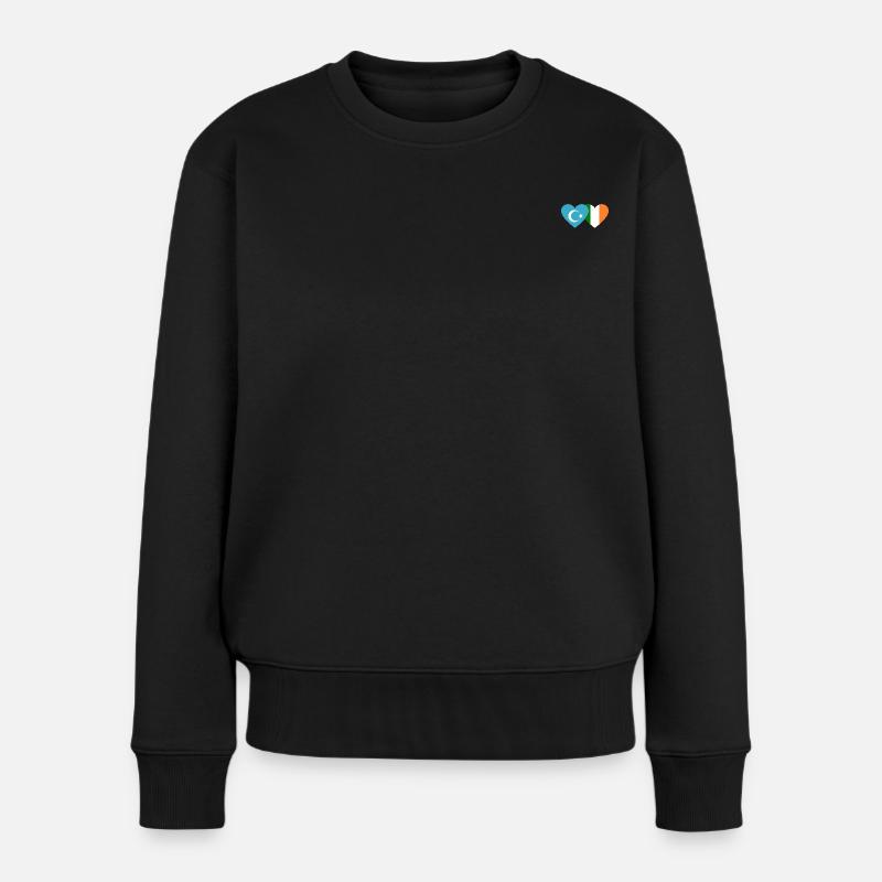 Uiguren Irland Flagge Herz - Frauen Premium Bio Pullover - Schwarz
