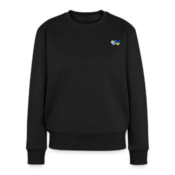 Uruguay Ukraine Herz Flagge - Frauen Premium Bio Pullover - Schwarz - Vorne - Julia (174cm)