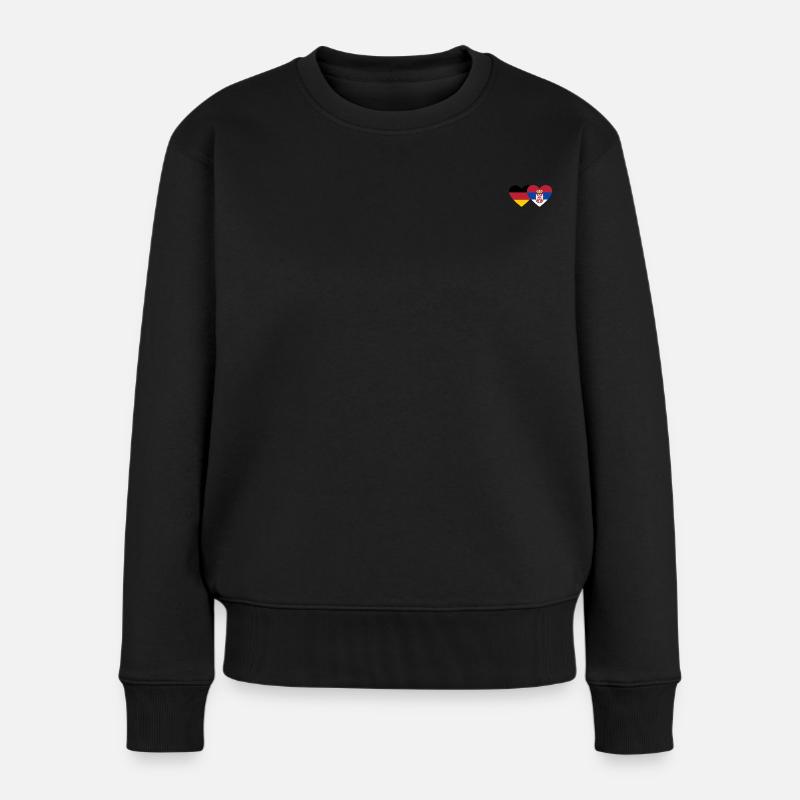 Deutschland Serbien Flagge Herz - Frauen Premium Bio Pullover - Schwarz