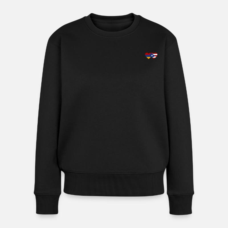 Armenien Kuba Flagge Herz - Frauen Premium Bio Pullover - Schwarz