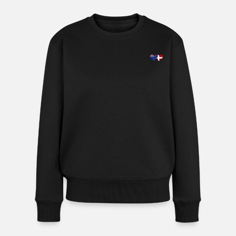 Neuseeland Dänemark Flagge Herz - Frauen Premium Bio Pullover - Schwarz