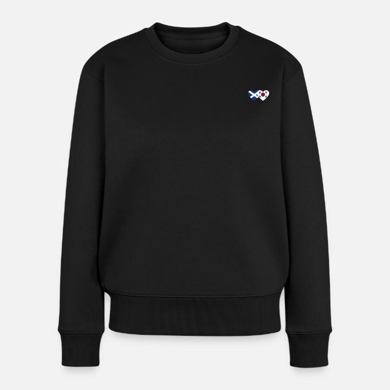 Schottland Südkorea Flagge Herz - Frauen Premium Bio Pullover - Schwarz