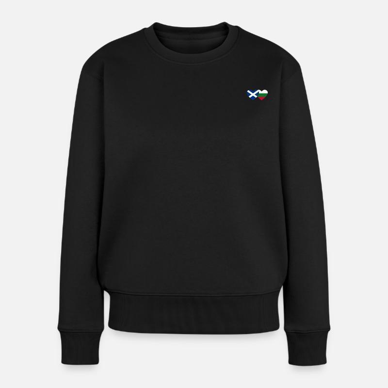 Schottland Bulgarien Flagge Herz - Frauen Premium Bio Pullover - Schwarz