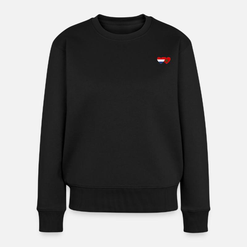 Hollande Maroc Drapeau Coeur - Pull Premium bio Femme - noir