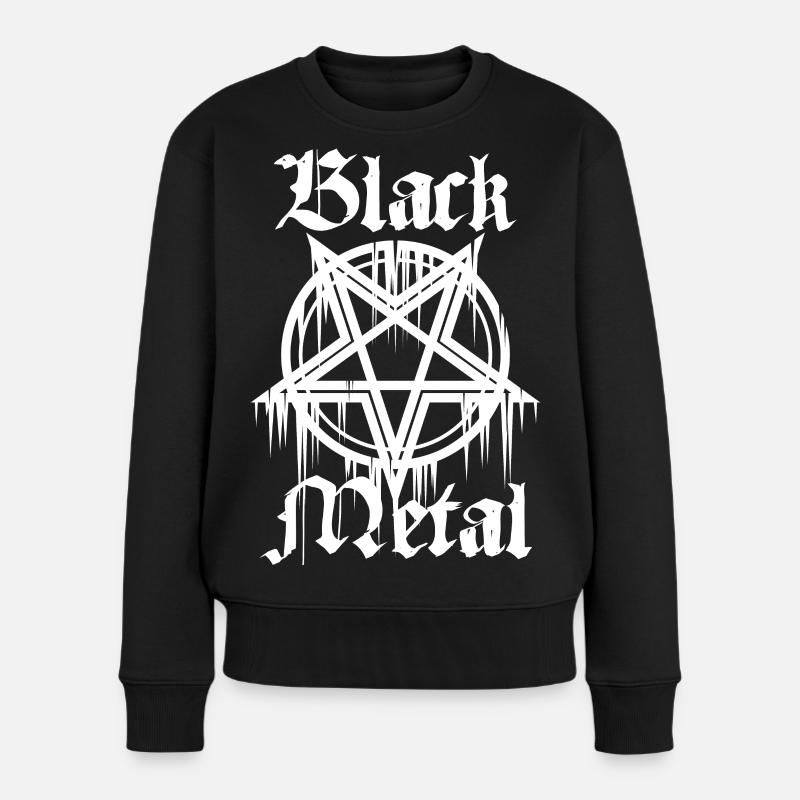 Black Metal mit Pentagramm - Frauen Premium Bio Pullover - Schwarz
