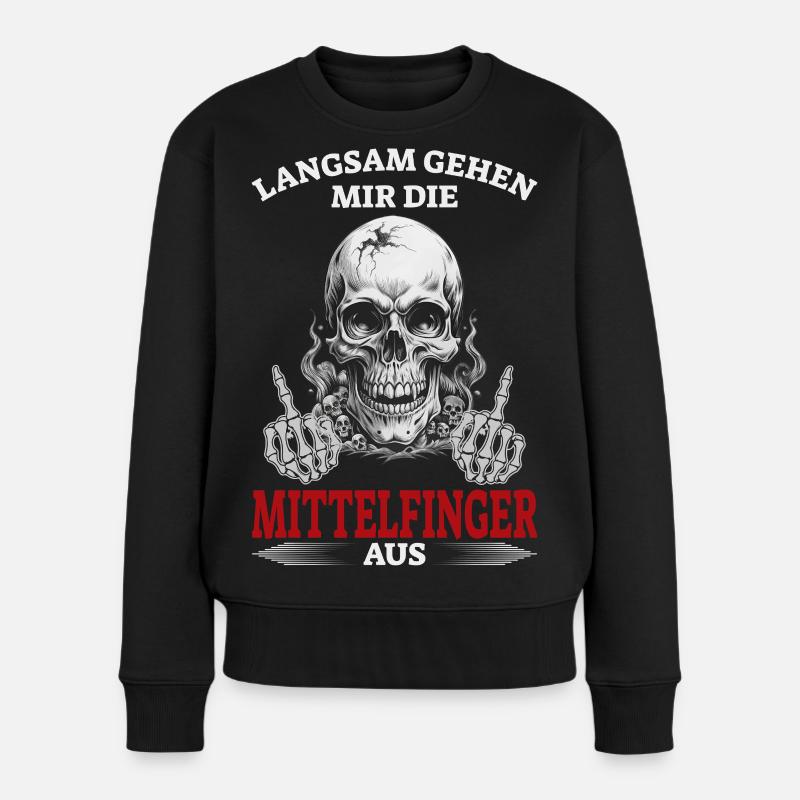 Langsam gehen mir die Mittelfinger aus - Frauen Premium Bio Pullover - Schwarz