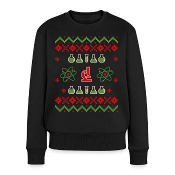 Ugly Christmas Sweater Science - Frauen Premium Bio Pullover - Schwarz - Vorne - Julia (174cm)