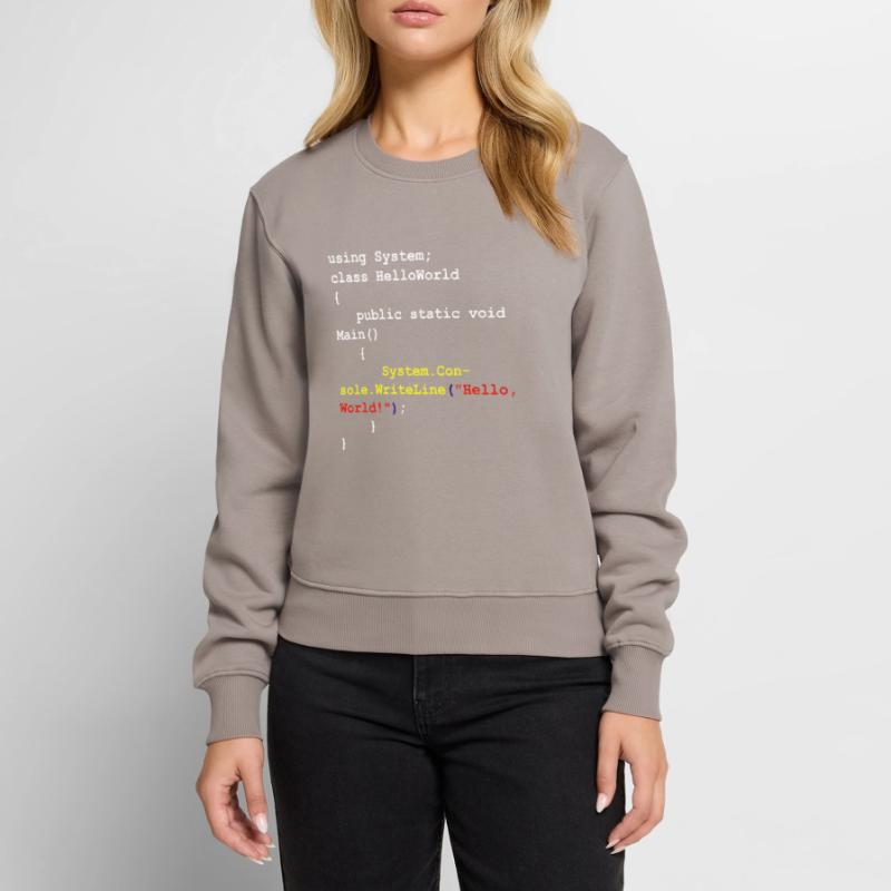 Hello World C# Sharp Entwickler Programm Geschenk Frauen Premium Bio Pullover