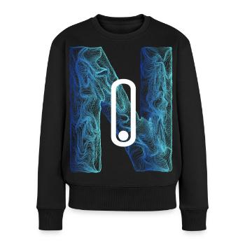 No N buchstabe Name Nein linie fine on Geo gelände - Frauen Premium Bio Pullover - Schwarz - Vorne - Julia (174cm)