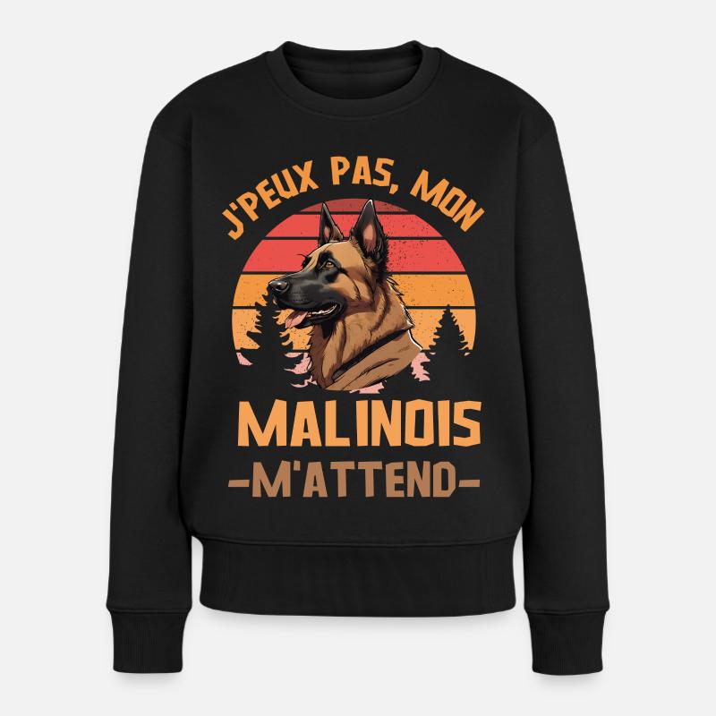 Je peux pas mon malinois berger belge m attend - Pull Premium bio Femme - noir