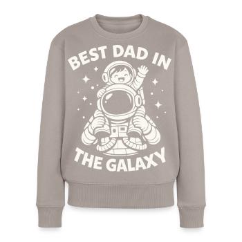 Papa Kind Astronaut Geschenk Vatertag - Frauen Premium Bio Pullover - Taupe - Vorne - Julia (174cm)