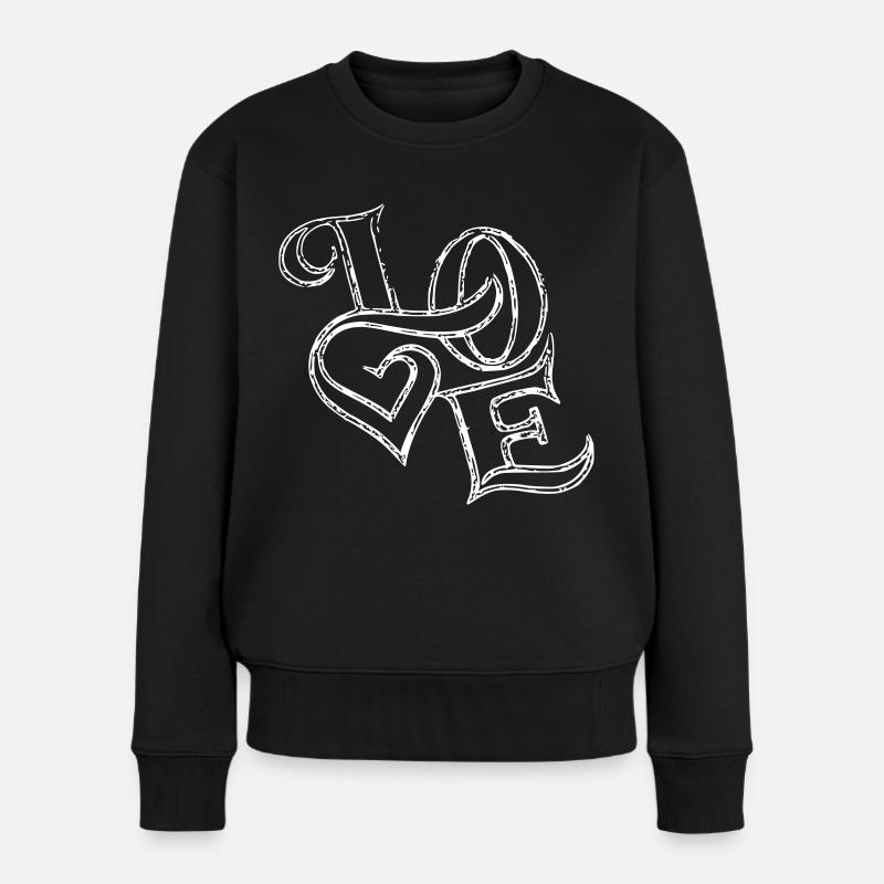 love - Frauen Premium Bio Pullover - Schwarz