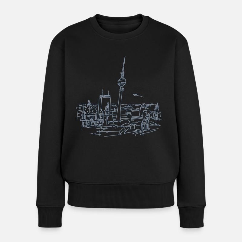 Berlin Panorama - Frauen Premium Bio Pullover - Schwarz
