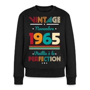 Anniversaire 60 ans - Vintage - Novembre 1965 - Pull Premium bio Femme - noir - Devant - Julia (174cm)