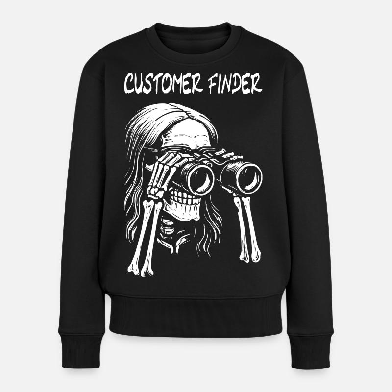 Kundensucher Skelett-Fernglas Design Rock - Frauen Premium Bio Pullover - Schwarz