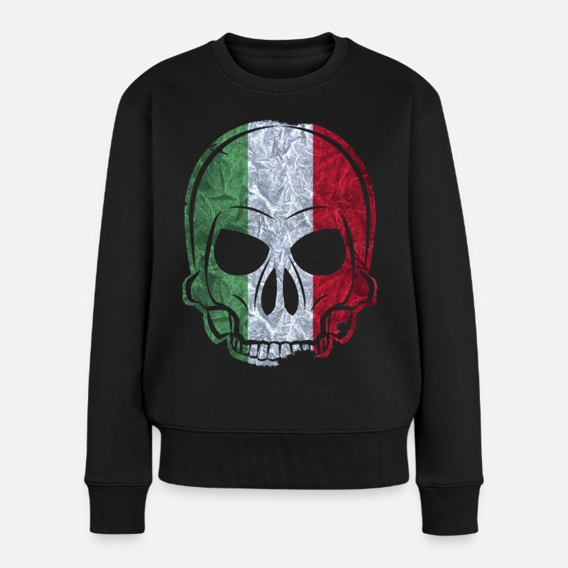 MMJ Italie Drapeau de crâne - Pull Premium bio Femme - noir