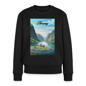 Norway Fjord Retro Poster Souvenir - Women's Premium Organic Jumper - black - Front - Julia (174cm)