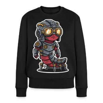 Centipede Steampunk Gepanzerte Stahlrüstung - Frauen Premium Bio Pullover - Schwarz - Vorne - Julia (174cm)