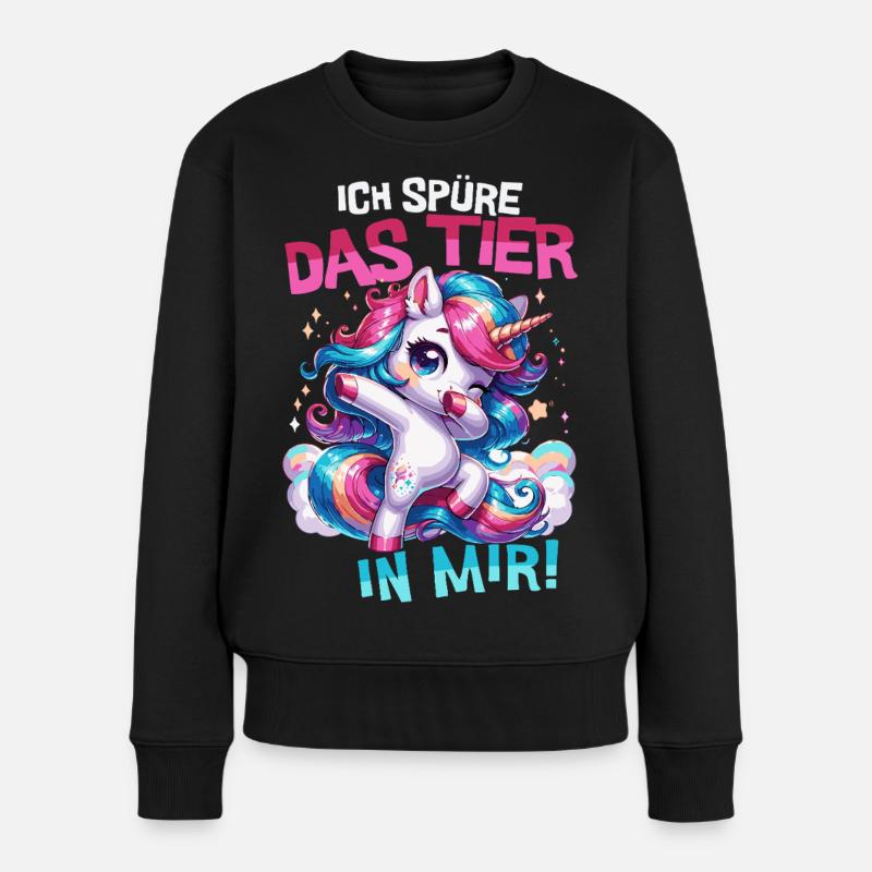 Einhorn Dab Shirt – Ich spüre das Tier in mir - Frauen Premium Bio Pullover - Schwarz