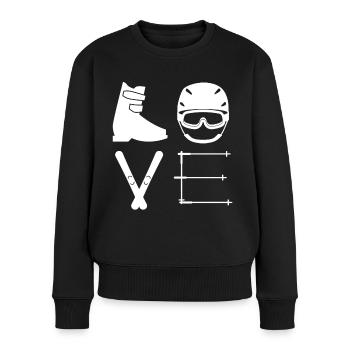 Ski love - Frauen Premium Bio Pullover - Schwarz - Vorne - Julia (174cm)