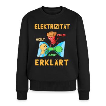 Elektrizität Erklärt - Elektriker - Frauen Premium Bio Pullover - Schwarz - Vorne - Julia (174cm)