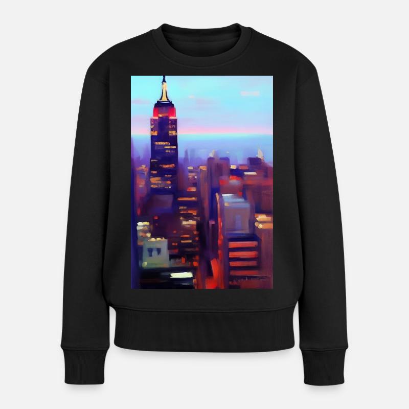 New York City Skyline - Frauen Premium Bio Pullover - Schwarz