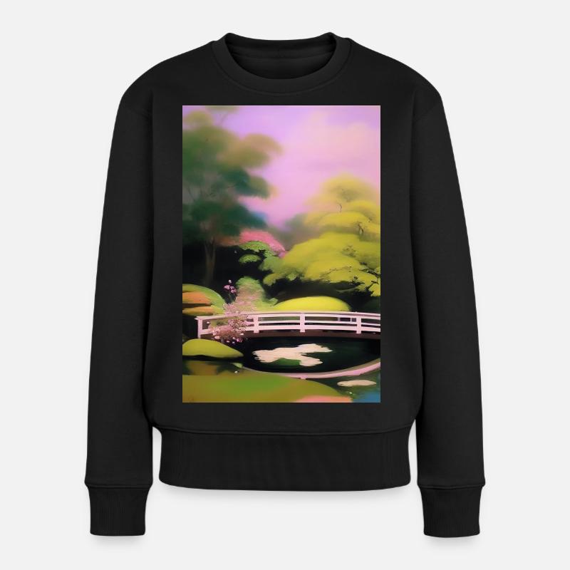 Chinesischer Zen Garten - Frauen Premium Bio Pullover - Schwarz