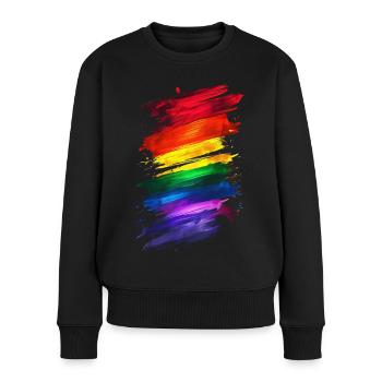 Abstraktes Rainbow Pride Design - Lebendige Kunst - Frauen Premium Bio Pullover - Schwarz - Vorne - Julia (174cm)