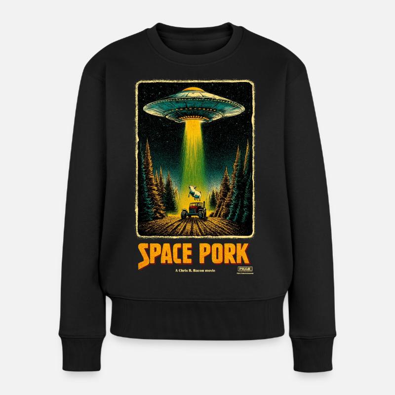 Space Pork - Frauen Premium Bio Pullover - Schwarz