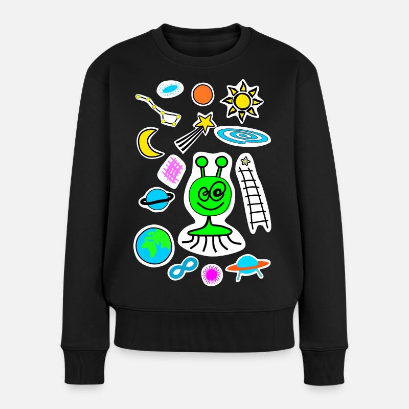 Weltraumkritzelei - Frauen Premium Bio Pullover - Schwarz