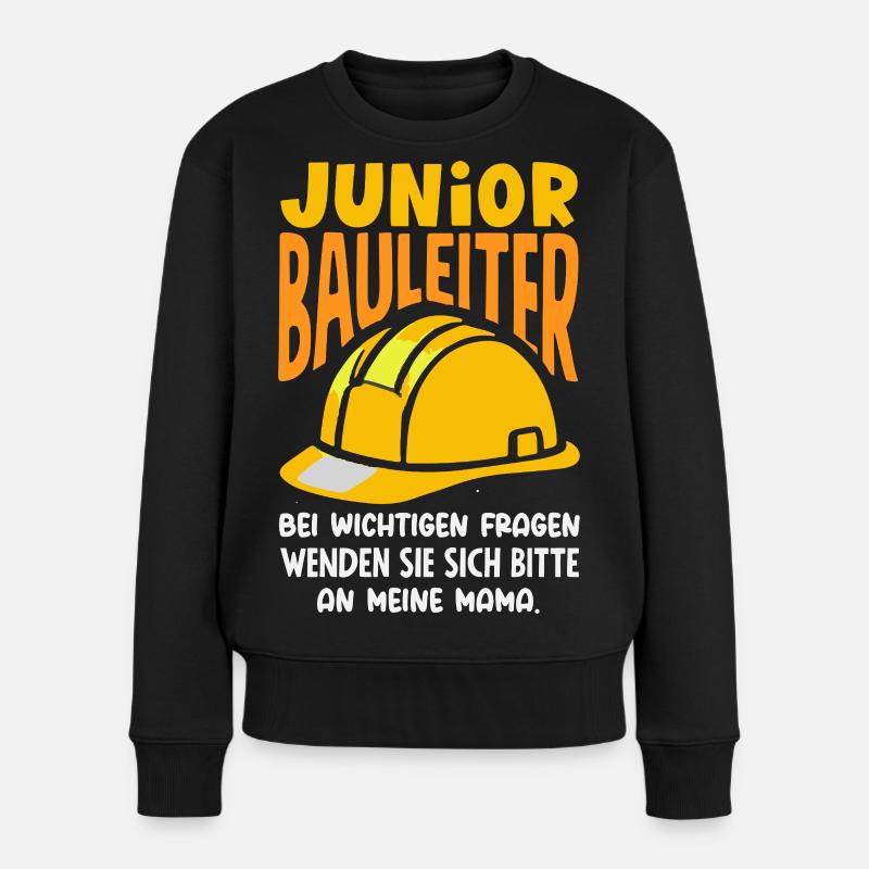 Junior Bauleiter Fragen an Mama Kind Hausbau - Frauen Premium Bio Pullover - Schwarz