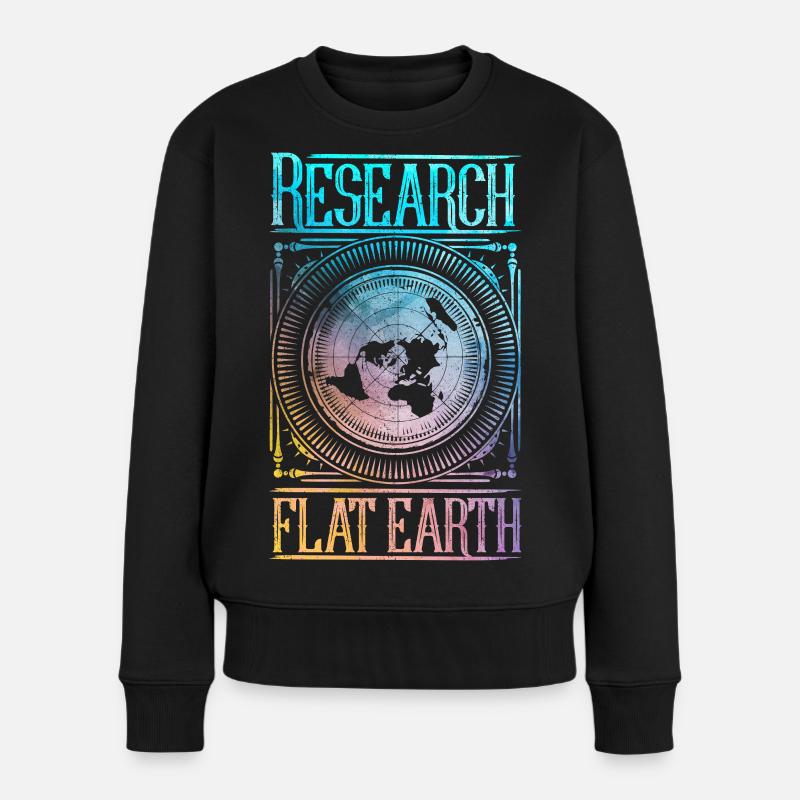 Flache Erde - Research Flat Earth - Frauen Premium Bio Pullover - Schwarz