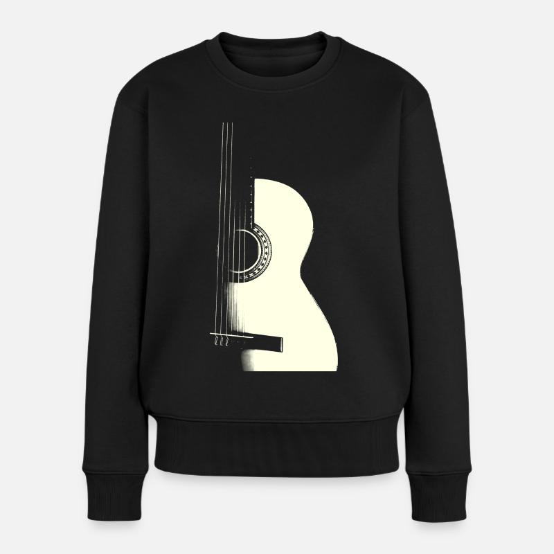 GUITAR - Frauen Premium Bio Pullover - Schwarz