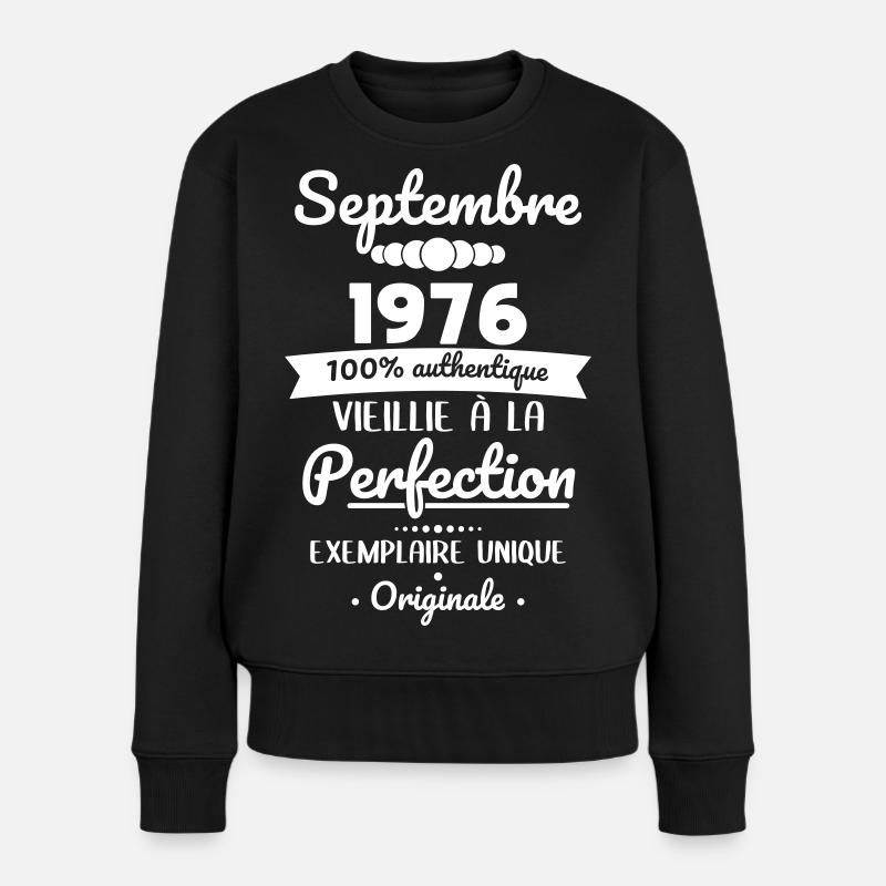Anniversaire 50 ans - Septembre 1976 Originale - Pull Premium bio Femme - noir