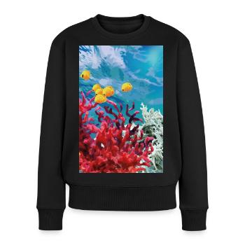 Vibrant Coral Reef Underwater World - Women's Premium Organic Jumper - black - Front - Julia (174cm)