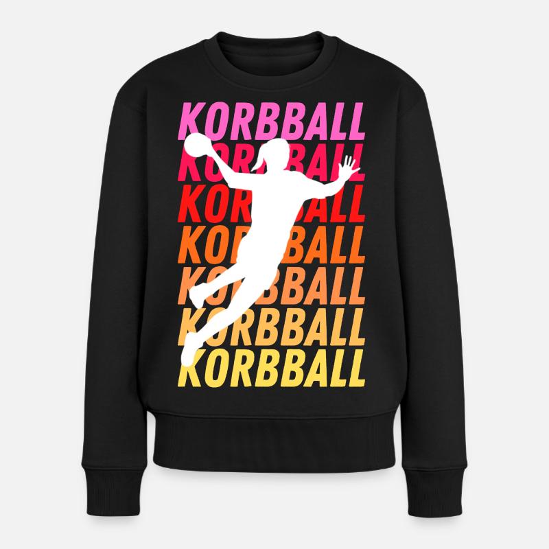 Korbball farbig - Frauen Premium Bio Pullover - Schwarz